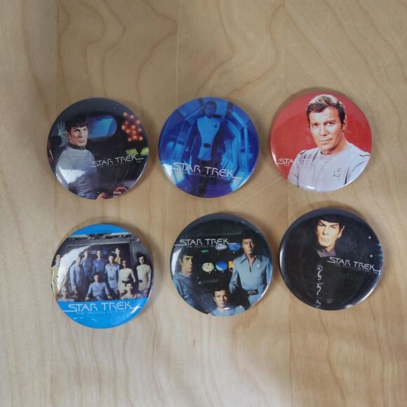 Set of 6 Vintage 1978 Star Trek 2 Inch Pin Back Buttons EUC - Picture 1 of 6